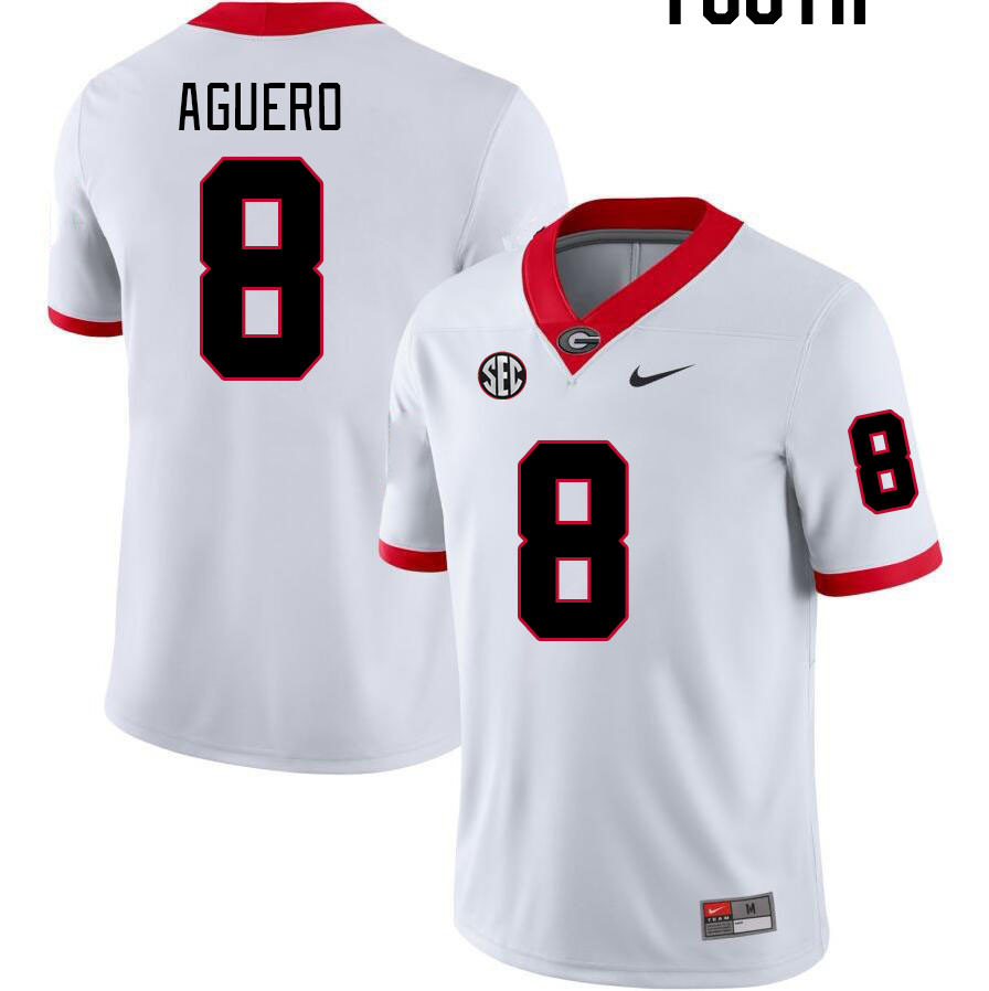 Youth #8 Joenel Aguero Georgia Bulldogs College Football Jerseys Stitched-White